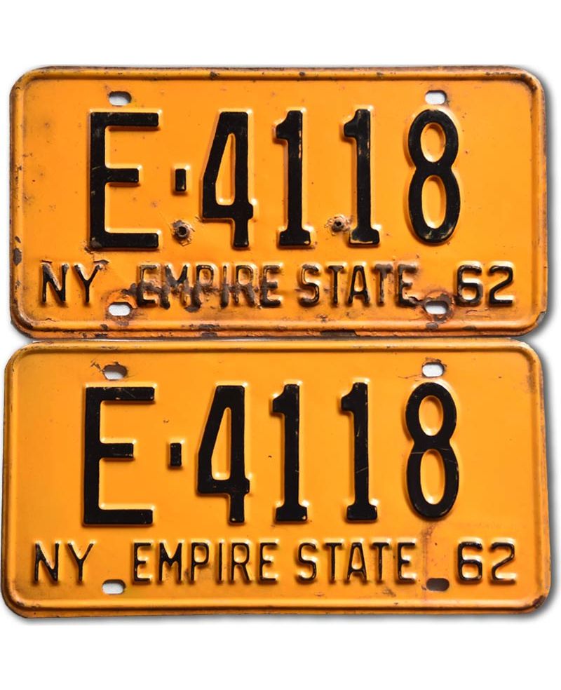 Americká SPZ New York 1962 Yellow E-4118 pár