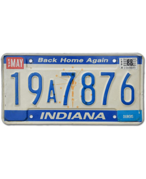 Americká SPZ Indiana Back Home Again