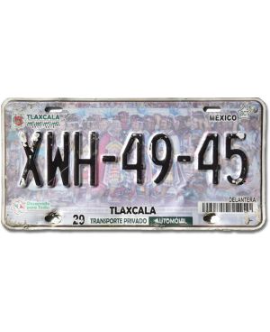 Meksykańska tablica rejestracyjna Tlaxcala XWH-49-45