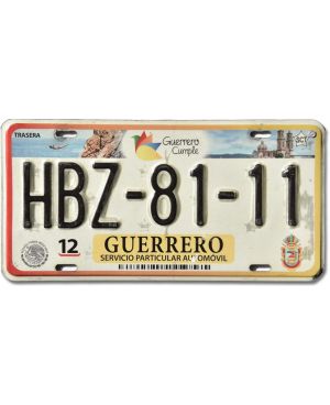 Meksykańska tablica rejestracyjna Guerrero HBZ-81-11