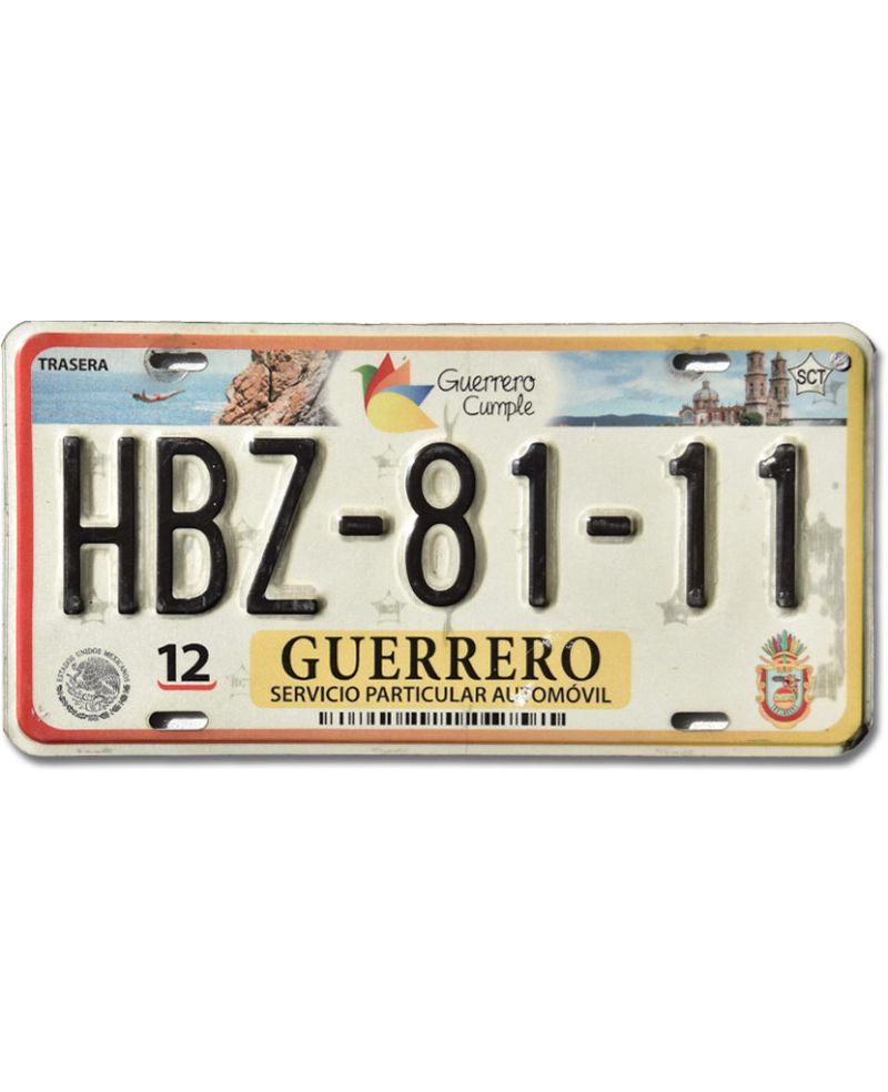 Meksykańska tablica rejestracyjna Guerrero HBZ-81-11 Meksykańska tablica rejestracyjna Guerrero HBZ-81-11