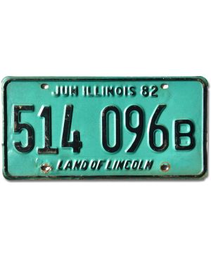 Tablica rejestracyjna USA Illinois 1982 Green 514 096B
