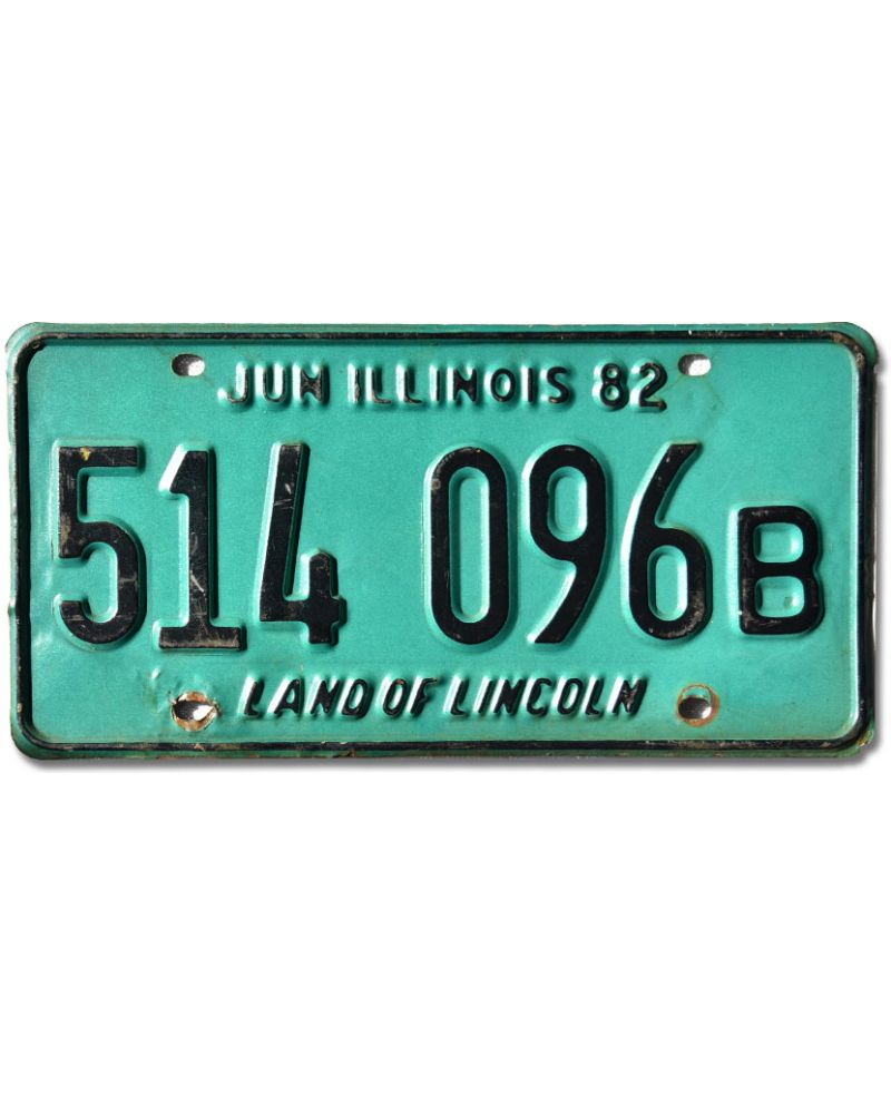 Tablica rejestracyjna USA Illinois 1982 Green 514 096B Tablica rejestracyjna USA Illinois 1982 Green 514 096B
