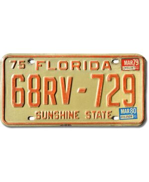 Tablica rejestracyjna USA Florida 1975 Sunshine State 68RV-729