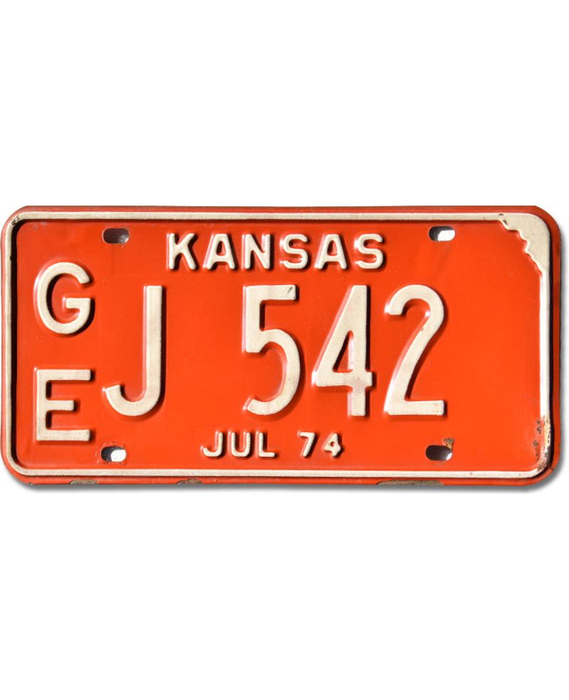 Americká SPZ Kansas 1974 Vintage Red GEJ 542