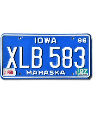 Tablica rejestracyjna USA Iowa 1986 Blue XLB 583