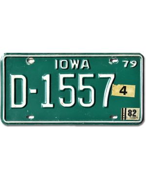 Tablica rejestracyjna USA Iowa 1979 Green D-1557