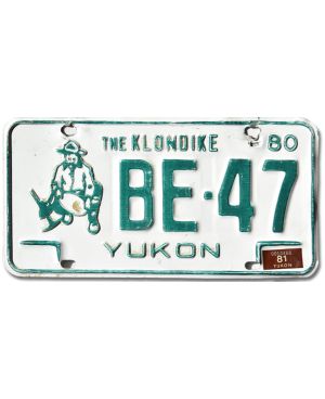 Kanadyjska tablica rejestracyjna Yukon 1980 The Klondike BE-47