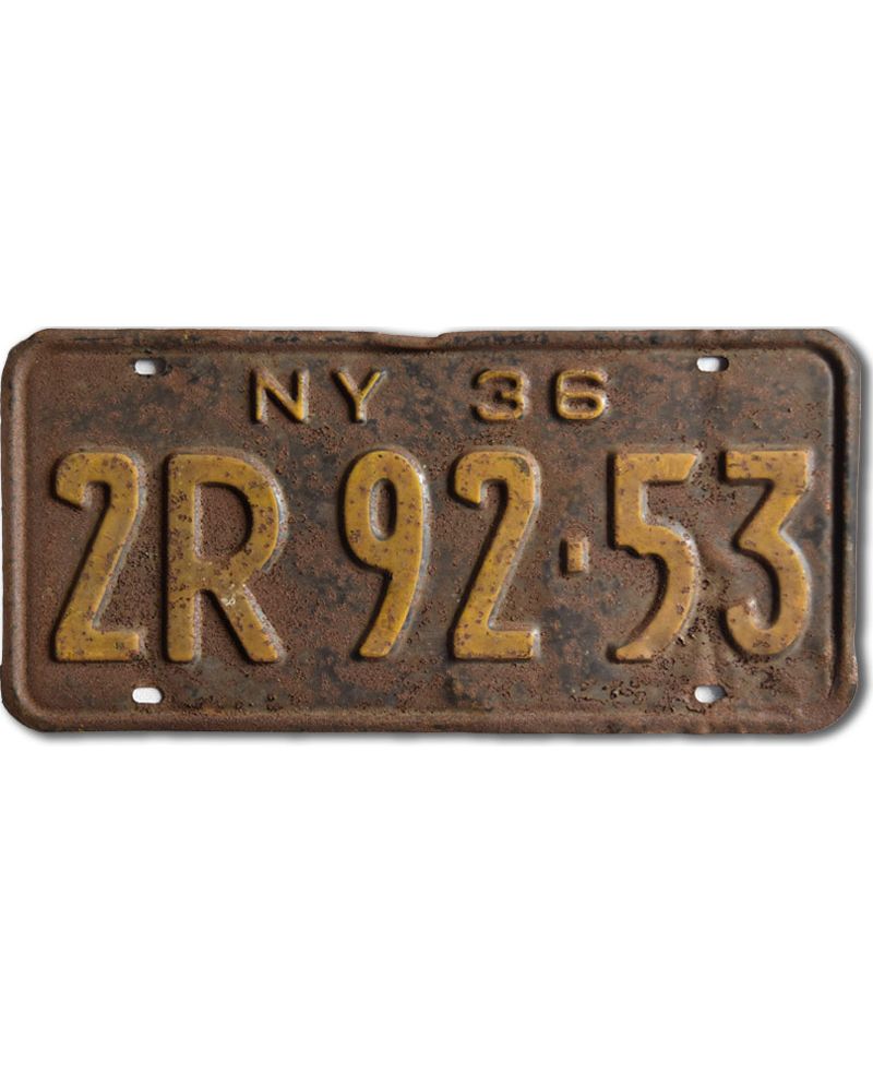 Tablica rejestracyjna USA New York 1936 Black 2R 92.53