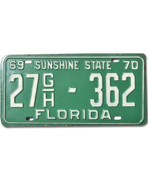 Tablica rejestracyjna USA Florida 1969 Green 27GH-362