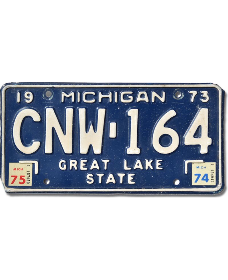 Tablica rejestracyjna USA Michigan 1973 Blue CNW 164