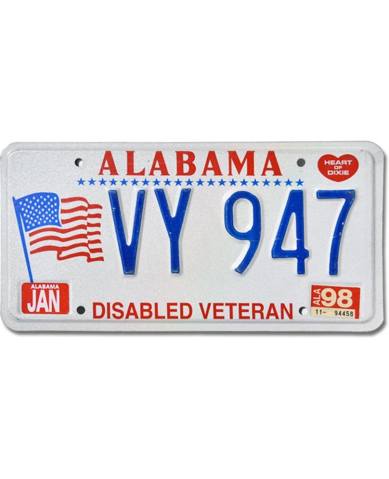 Americká SPZ Alabama Veteran VY 947