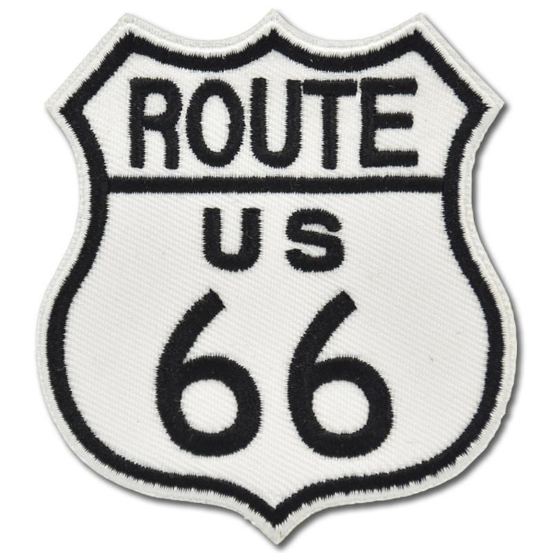 Moto nášivka Route 66 White 8 cm x 8 cm