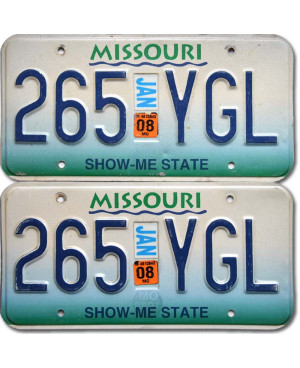 Americká SPZ Missouri Show Me State 265-YGL pár