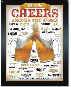 Tablica metalowa Cheers Around the World 40 cm x 32 cm