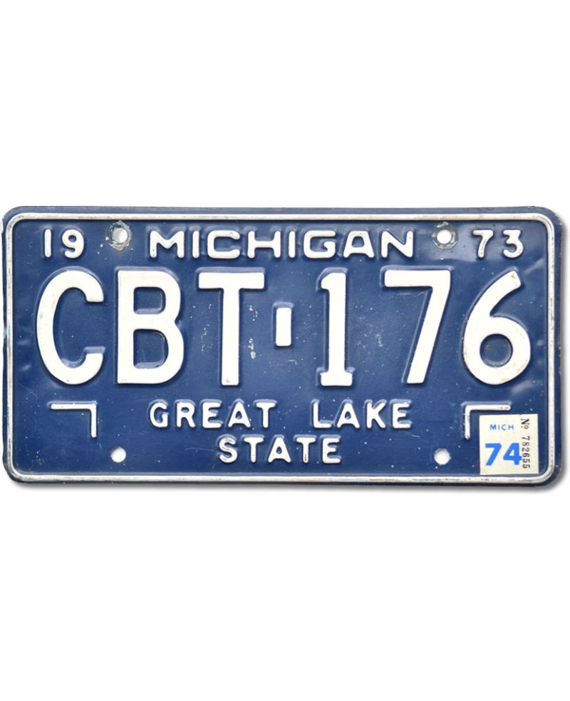 Tablica rejestracyjna USA Michigan 1973 Blue CBT-176