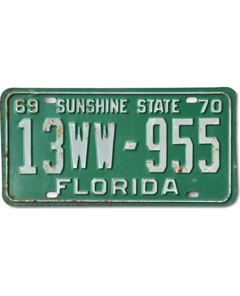 Tablica rejestracyjna USA Florida 1969 Sunshine Green 13WW-955