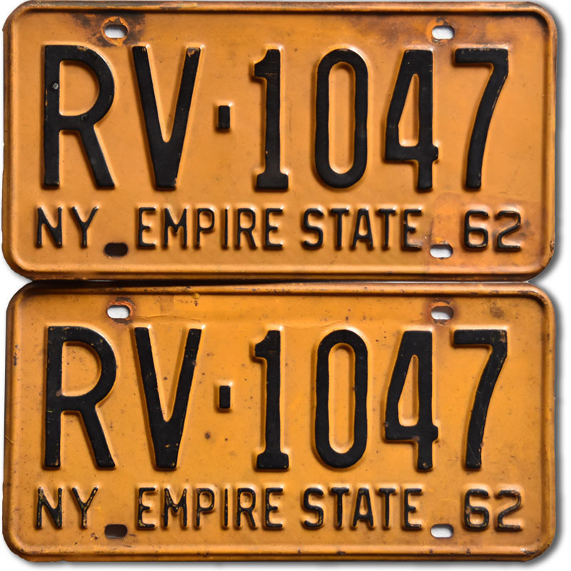 Americká SPZ New York 1962 Yellow RV-1047 pár