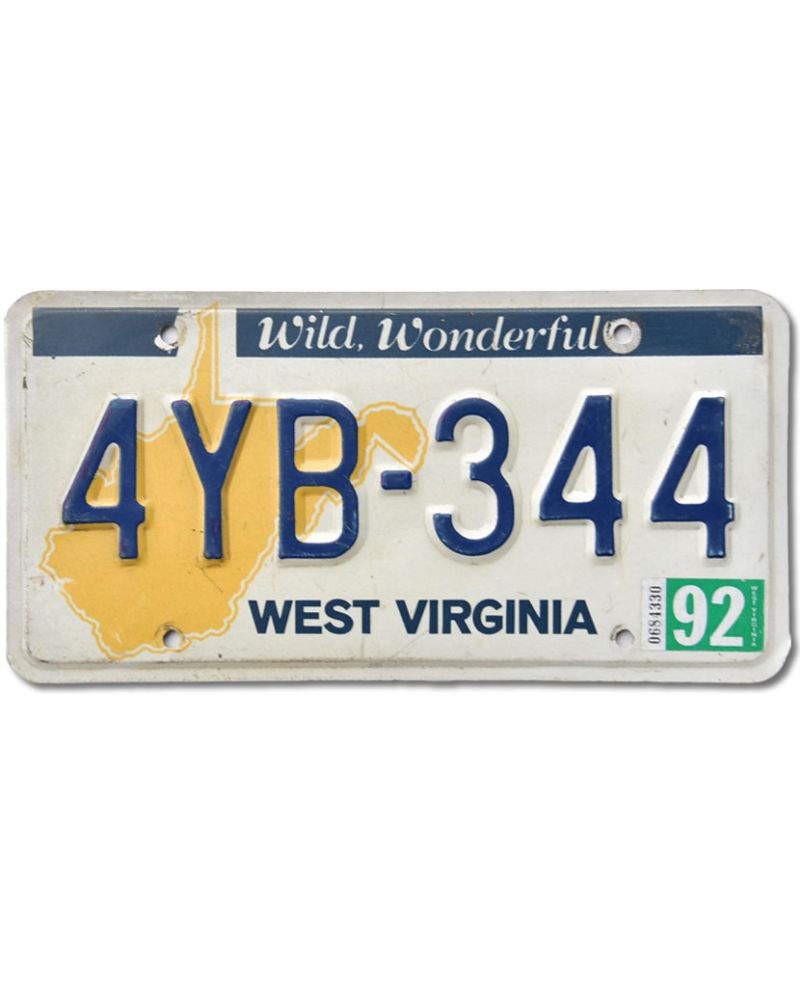 Tablica rejestracyjna USA West Virginia Wild Wonderful 4YB-344