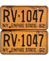 Americká SPZ New York 1962 Yellow RV-1047 pár