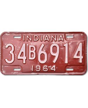 Tablica rejestracyjna USA Indiana 1964 Red 34B6914
