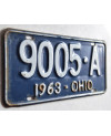 Tablica rejestracyjna USA Ohio 1963 Blue 9005-A