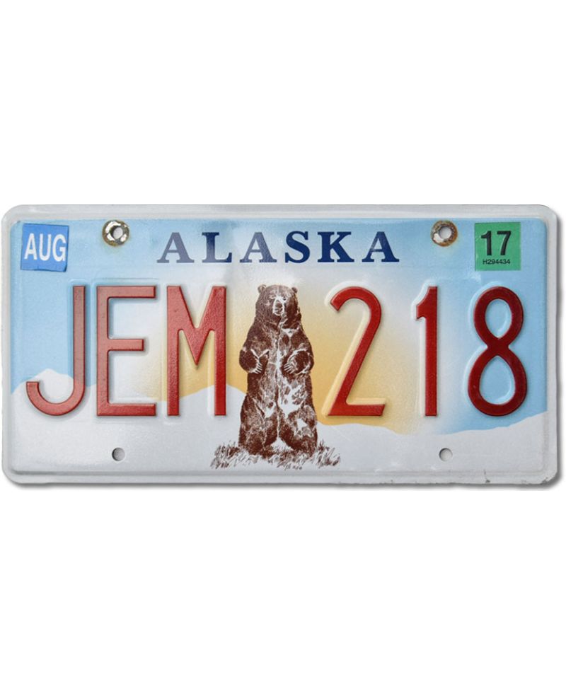 Tablica rejestracyjna USA Alaska Grizzly Bear JEM 218