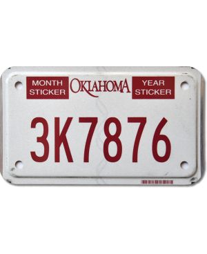 Motocyklowa Tablica Rejestracyjna USA Oklahoma 3K7876