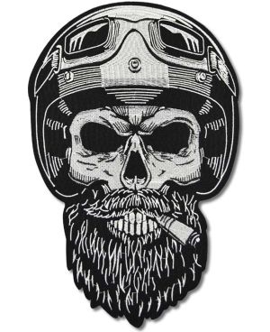Moto nášivka Bearded Biker XXXL na záda 38 cm x 25 cm