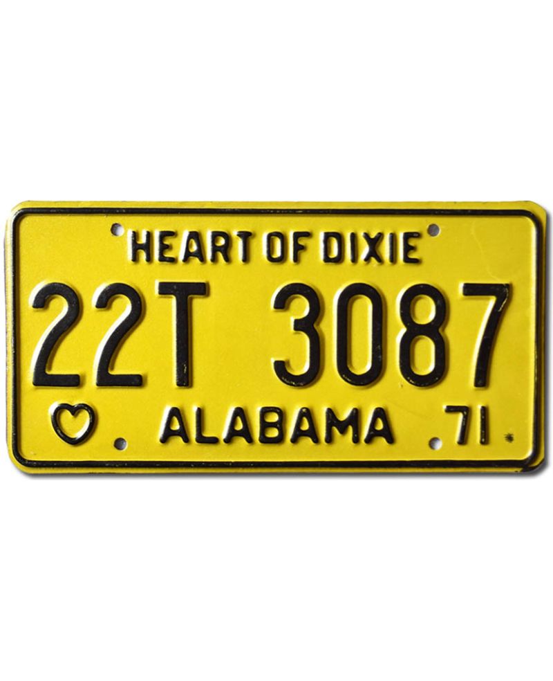 Tablica rejestracyjna USA Alabama 1971 Heart of Dixie 22T 3087