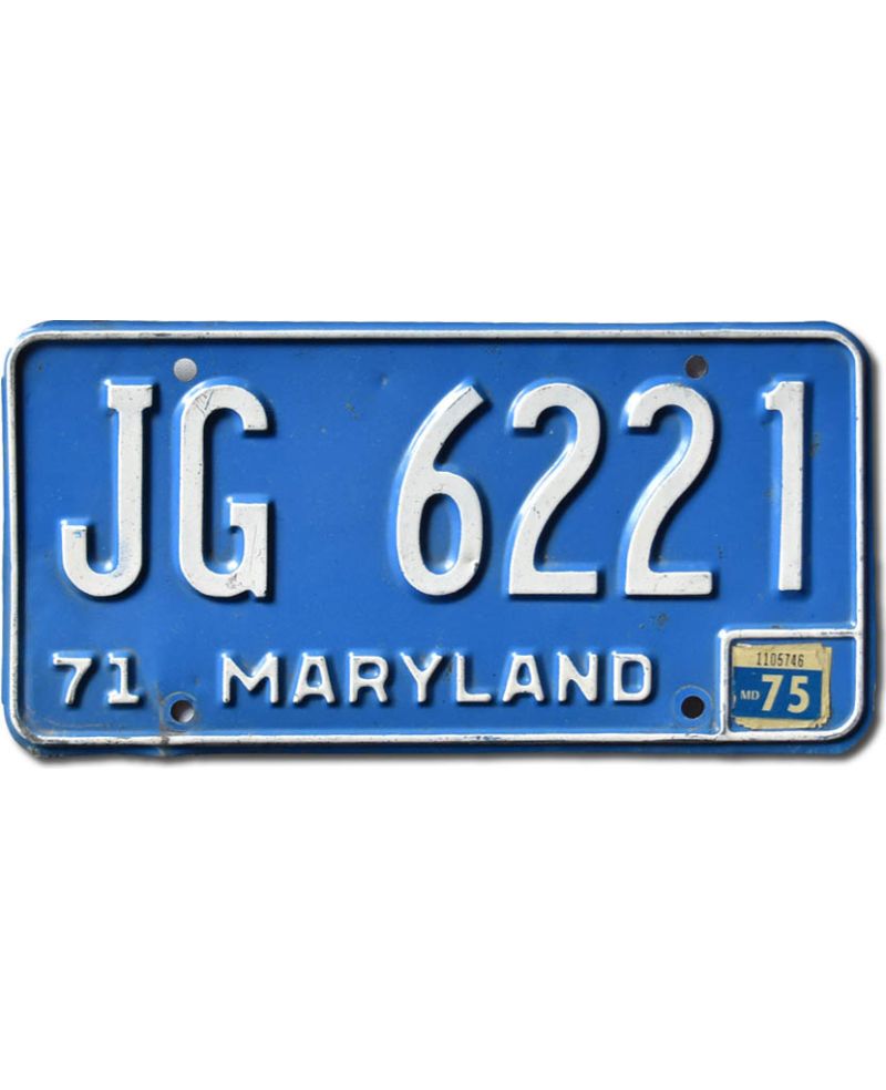 Tablica rejestracyjna USA Maryland 1971 Blue JG 6221