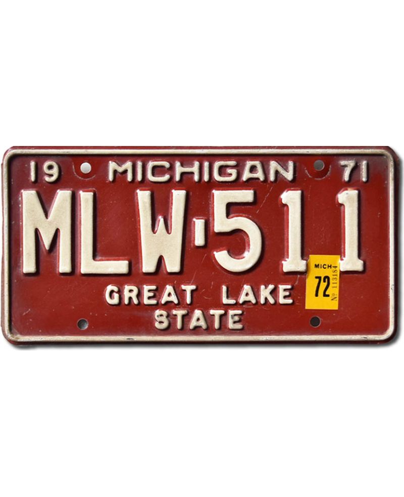 Americká SPZ Michigan 1971 Great Lake Red MLW-511