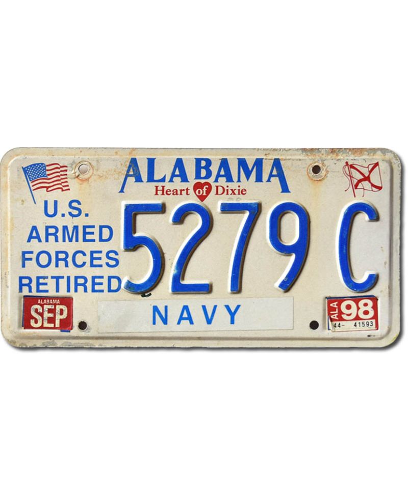 Tablica rejestracyjna USA Alabama 1998 Navy Veteran 5279 C