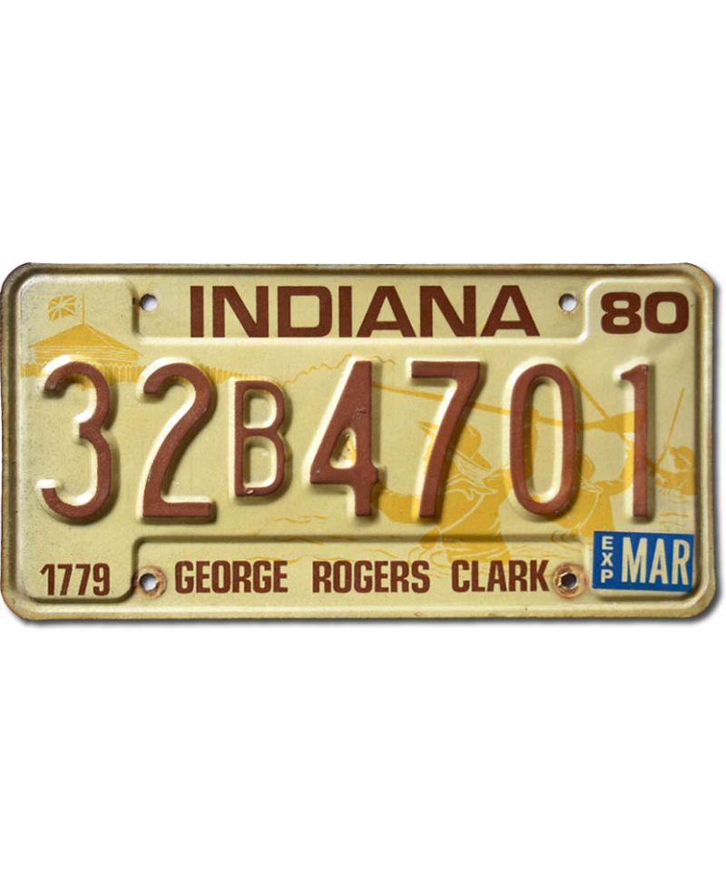Tablica rejestracyjna USA Indiana 1980 G.R.Clark 32B4701
