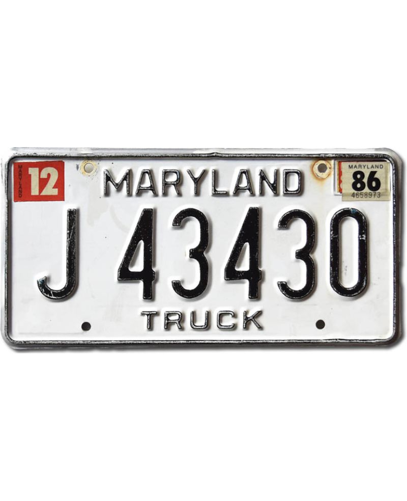 Tablica rejestracyjna USA Maryland 1986 Truck J 43430