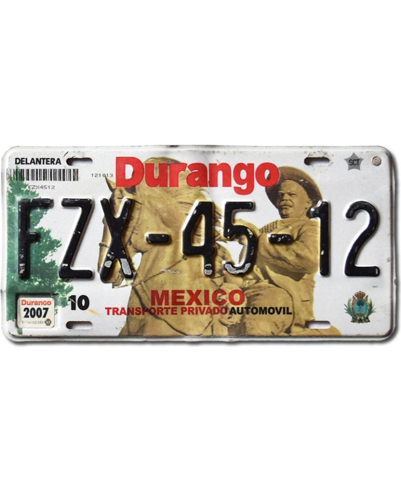 Meksykańska tablica rejestracyjna Durango FZX-45-12