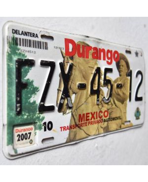 Meksykańska tablica rejestracyjna Durango FZX-45-12