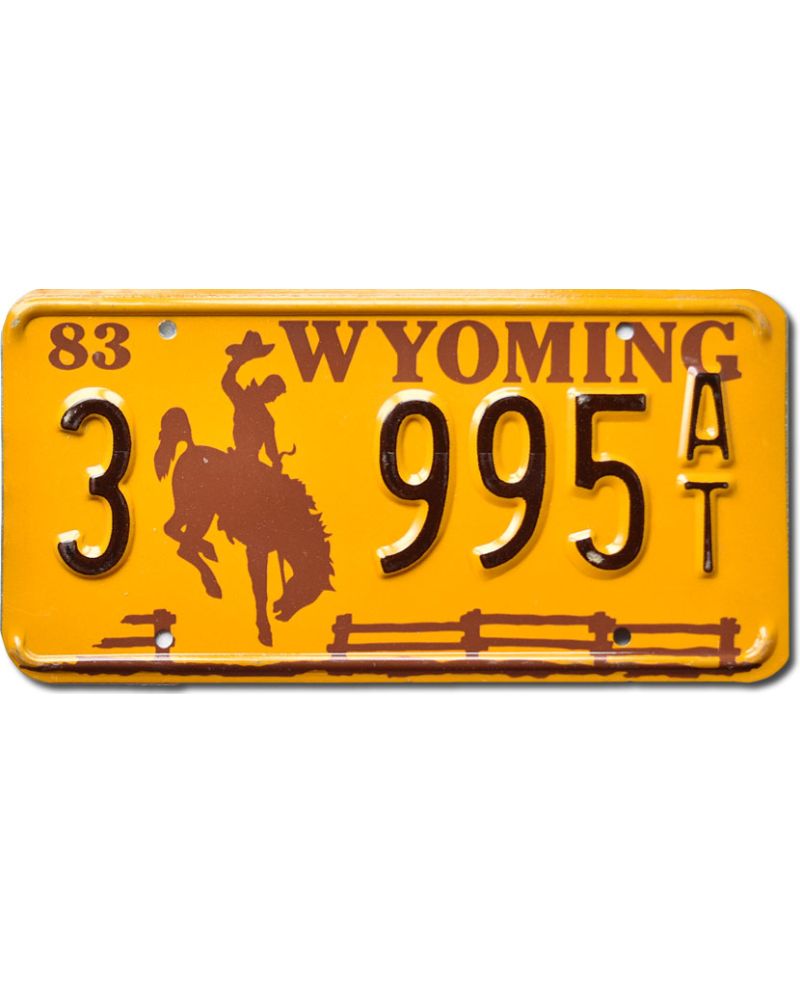 Tablica rejestracyjna USA Wyoming 1983 Yellow 3-995AT