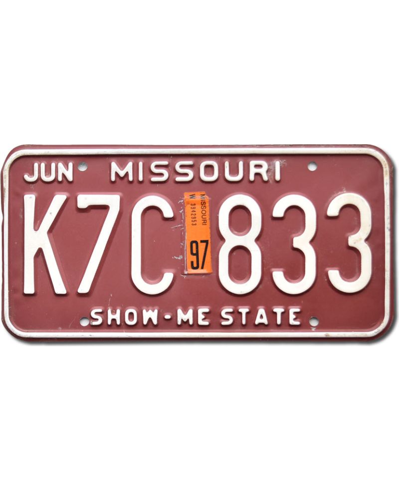 Tablica rejestracyjna USA Missouri Red K7C 833