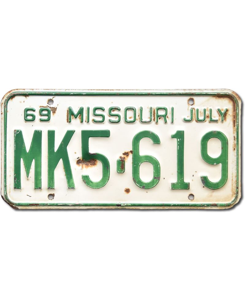Tablica rejestracyjna USA Missouri 1969 White MK5-619
