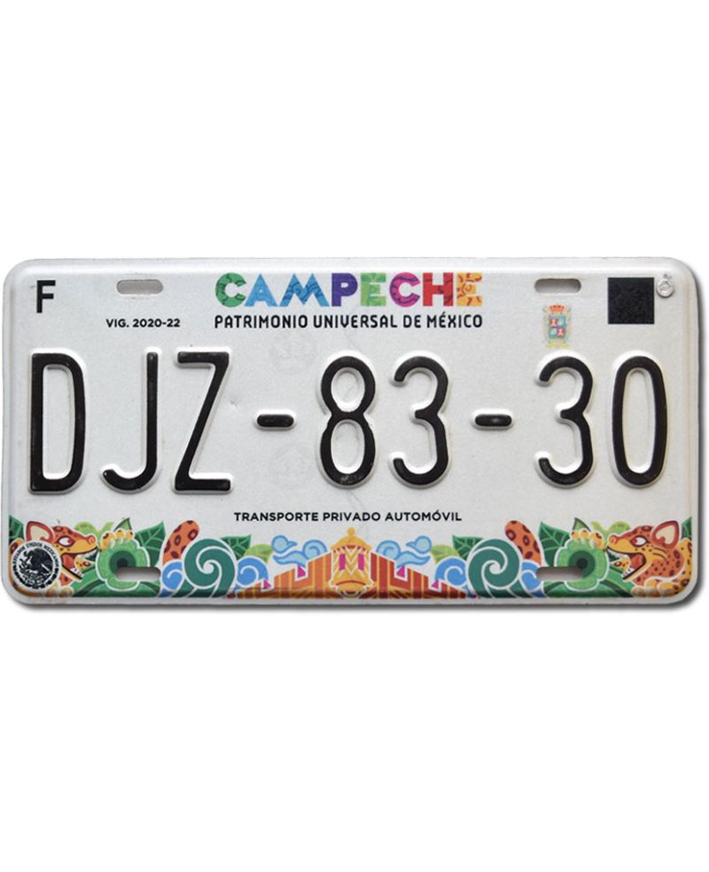 Meksykańska tablica rejestracyjna Campeche DJZ-83-30