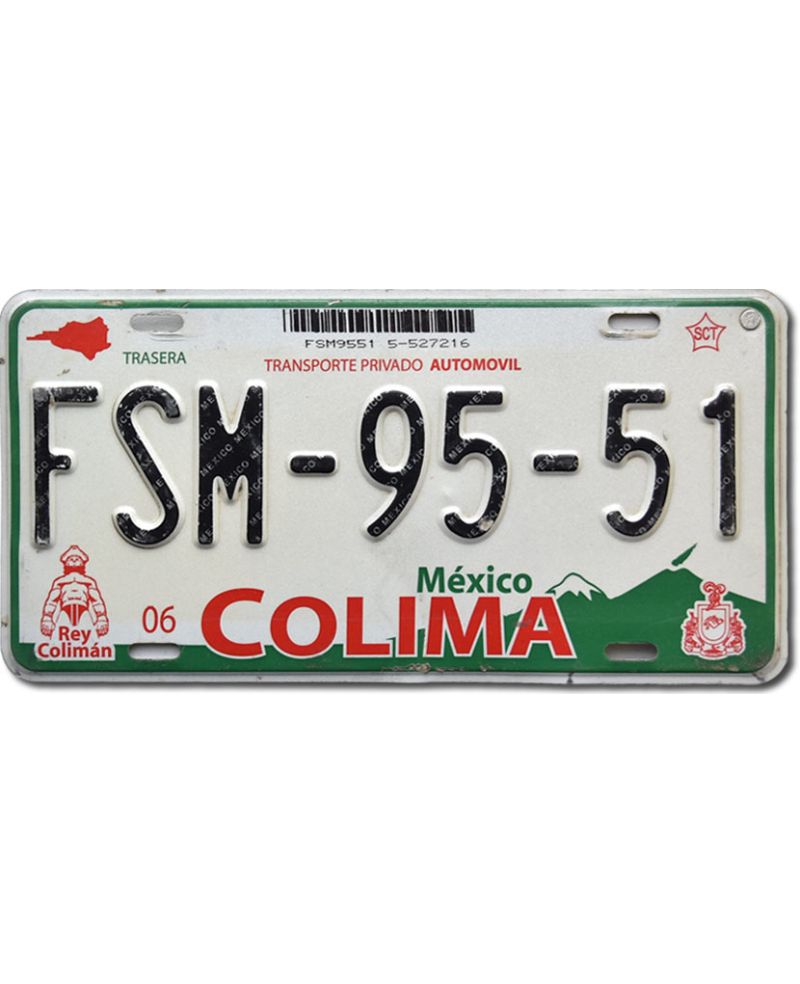 Meksykańska tablica rejestracyjna Colima FSM-95-51