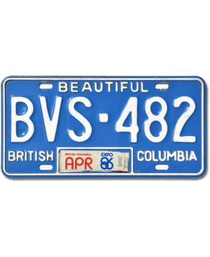 Kanadyjska tablica rejestracyjna British Columbia Blue Beautiful BVS-482