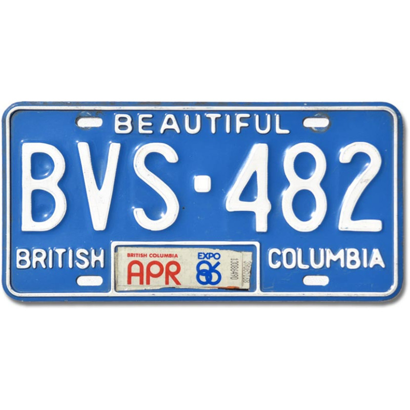 Kanadyjska tablica rejestracyjna British Columbia Blue Beautiful BVS-482