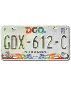 Meksykańska tablica rejestracyjna Durango GDX-612-C