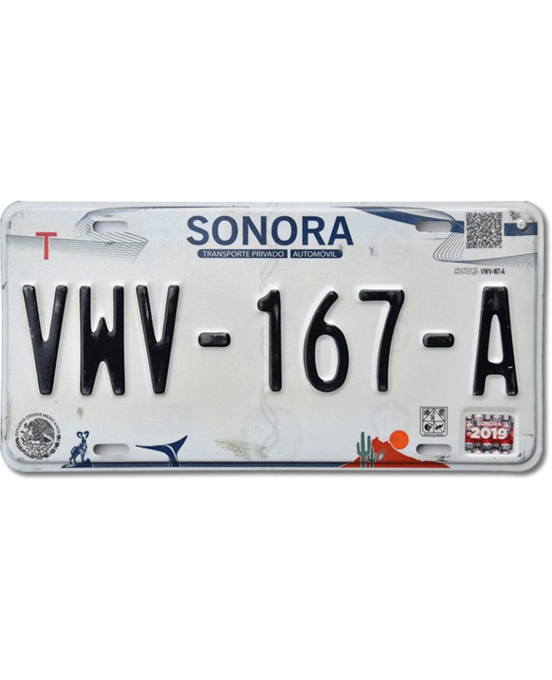 Meksykańska tablica rejestracyjna Sonora VWV-167-A