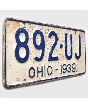 Tablica rejestracyjna USA Ohio 1939 White 892-UJ