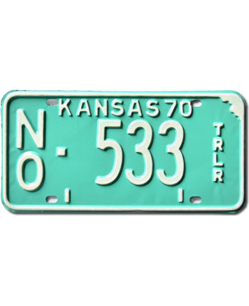 Tablica rejestracyjna USA Kansas 1970 Green Trailer NO 533