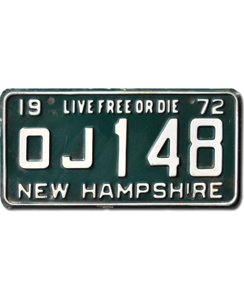 Americká SPZ New Hampshire Live Free 1972 Green OJ 148