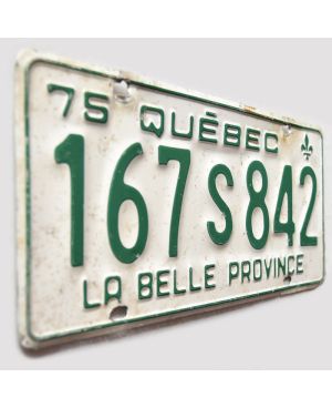 Kanadyjska tablica rejestracyjna Quebec 1975 White 167 S 842